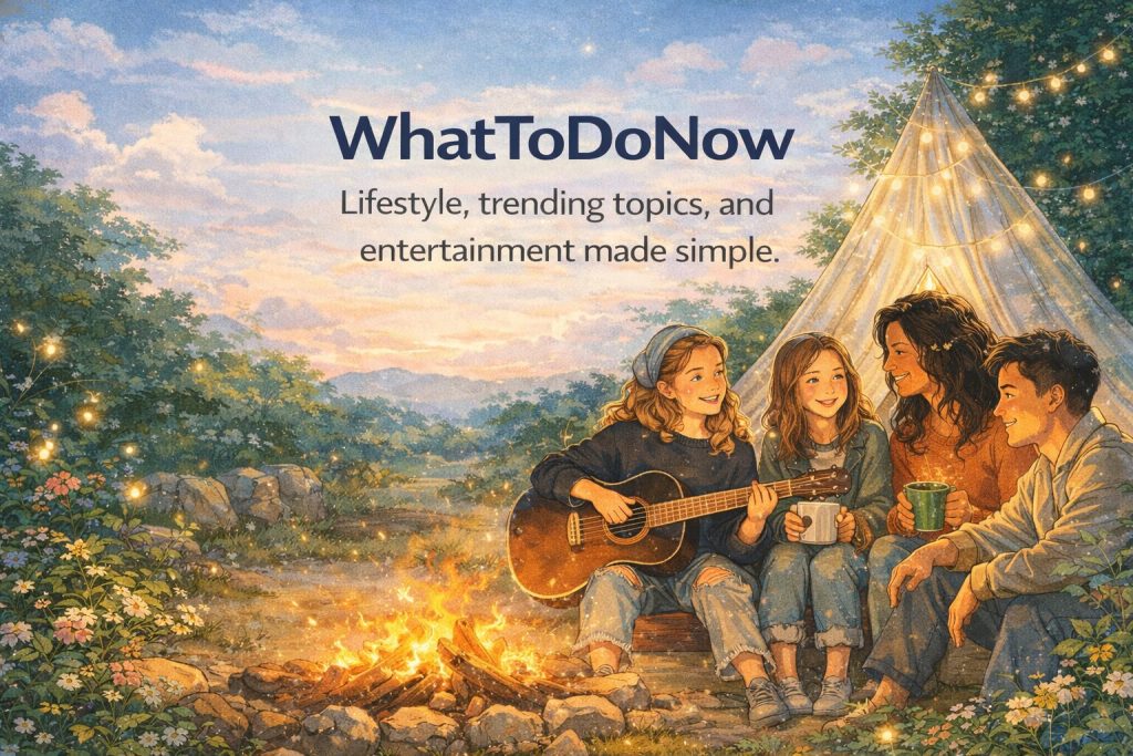 friends around the campfire at twilight